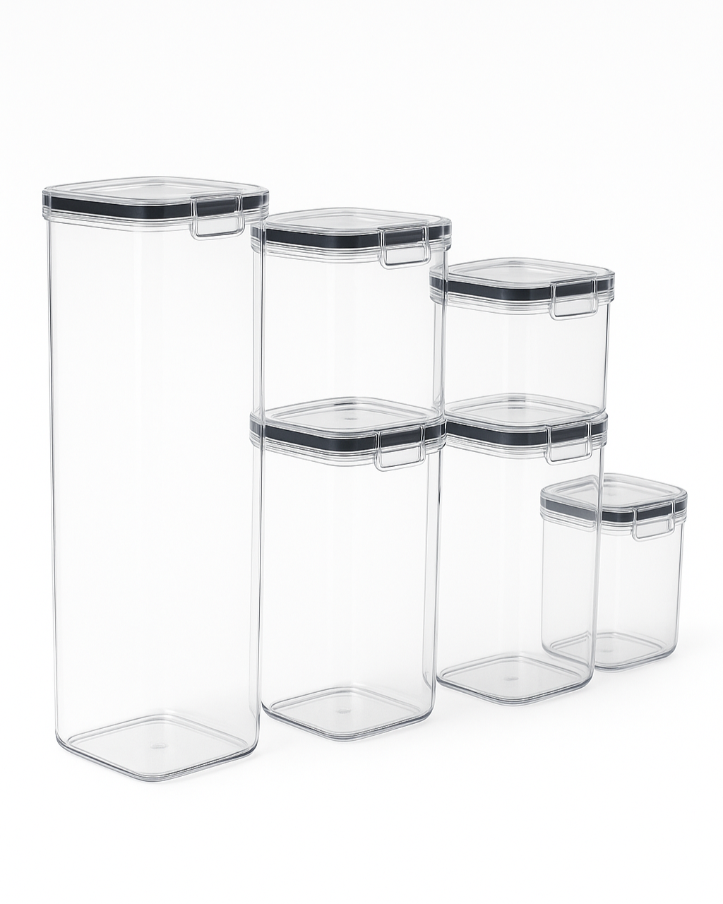 Kitchen 7Pcs Food Containers Set Plastic Airtight Storage Box with 10Stickers and Pen