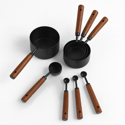 Stainless Steel Measuring Spoons with Scale Wooden Handle