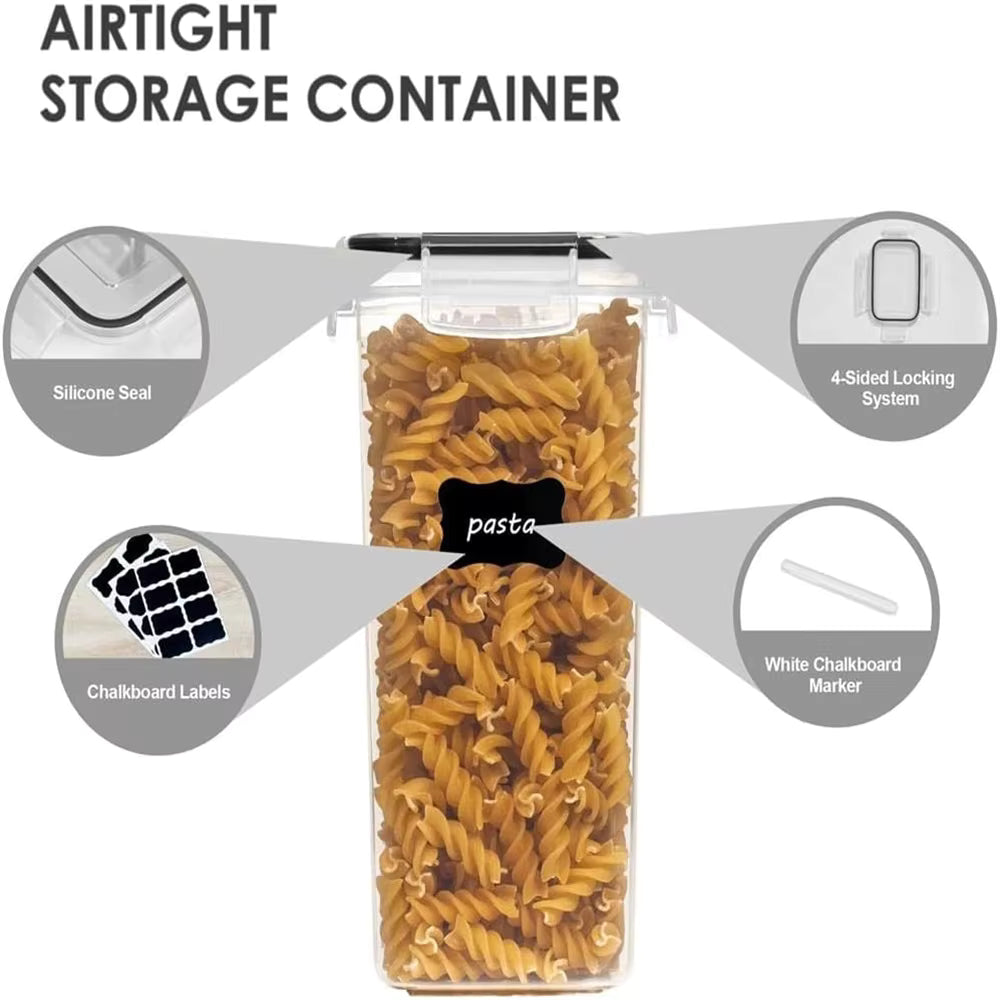 Kitchen 7Pcs Food Containers Set Plastic Airtight Storage Box with 10Stickers and Pen